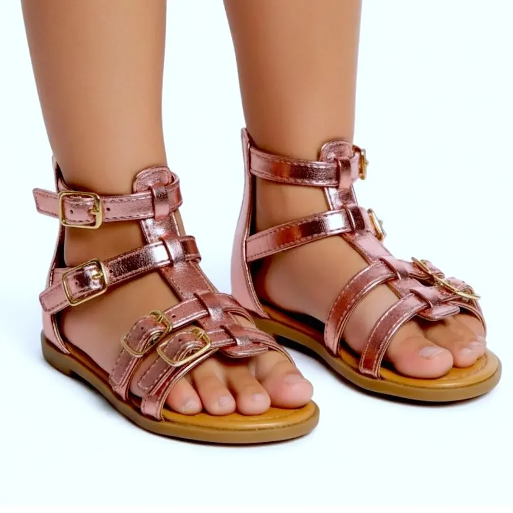 Nicole‎ Miller Sandals Shoes Girls Size 7 Pink Metallic Multi Strap Kids Toddler